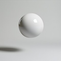 Aufkleber - A Floating White Sphere with Subtle Highlights on a Minimalist Gray Background and Gentle Shadow