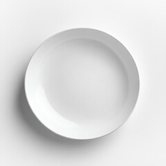 Poster - Elegant White Ceramic Plate on a Clean, Minimalist White Background: A Study in Simplicity and Presentation.