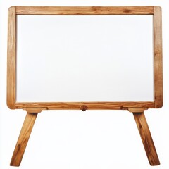 Poster - Empty Standing Whiteboard with Wooden Frame and Legs, Perfect for Displaying Messages or Art.