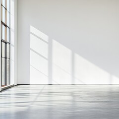 Aufkleber - Minimalist White Room with Large Window and Sunlight Casting Shadows on Floor and Wall