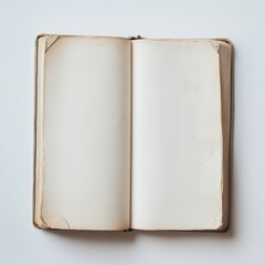 Poster - Open Book with Blank Pages, Ready for Your Story or Design, Placed on a Clean White Surface.
