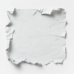 Poster - Torn White Poster Texture: Abstract Minimalist Background with Creased and Damaged Edges for Artistic Presentation