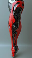 Poster - Futuristic Robotic Leg Design with Sleek Red and Black Elements
