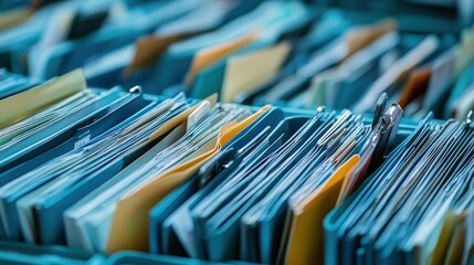 Poster - A close-up view of neatly organized files in various colors, showcasing a methodical approach to documentation and record-keeping.