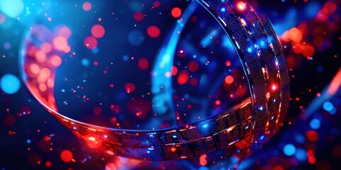 Wall Mural - A spiral of red, blue and purple lights