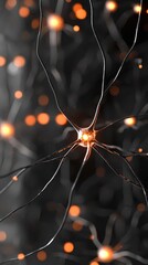 Poster - Close-up of Neurons and Synapses in a Digital Rendering