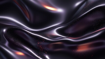 Poster - Abstract Dark Metallic Fabric with Shiny Textures and Light Reflections