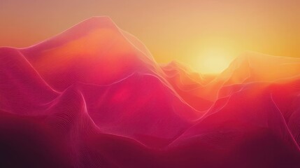 Poster - Abstract Landscape with Vibrant Colors and Soft Curves at Sunset