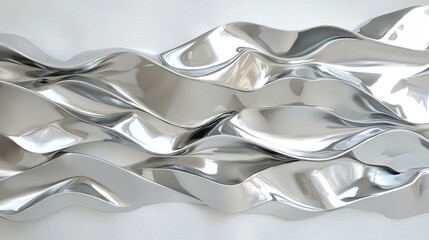Poster - Reflective Silver Waves in Glossy Modern Artwork Design
