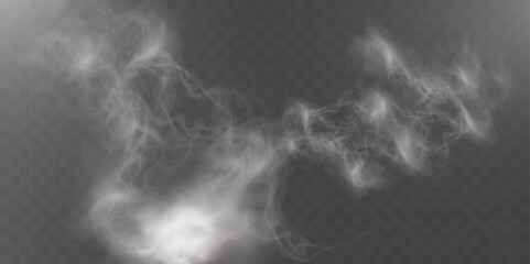 Aufkleber - Realistic white smoke on transparent background with soft swirling effect, misty fog, airy vapor, atmospheric haze, drifting smog, subtle steam, floating cloud, delicate fumes.	
