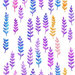 Poster - Vibrant Wildflower Meadow Pattern with Soft Pastel Watercolor Elements on White Background