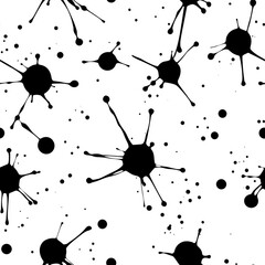 Poster - Dynamic Monochrome Ink Splash Pattern with Fluid Brush Strokes and Unique Designs for Creative Projects
