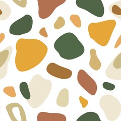Poster - Modern Terrazzo Stone Pattern with Irregular Organic Shapes in Soft Earthy Tones