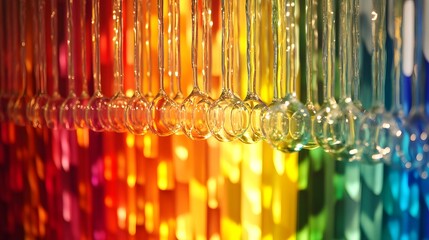 Poster - Glass beads hanging and creating a beautiful rainbow effect