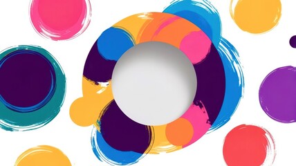 Poster - A colorful image of circles with a white circle in the middle