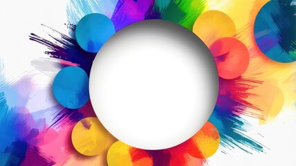 Poster - A colorful background with a white circle in the middle