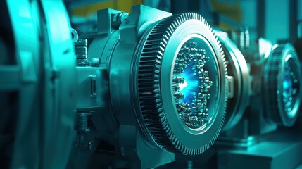 Poster - Industrial Machinery with Futuristic Technology Displaying Light Effects