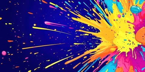Poster - A colorful explosion of paint with a blue background