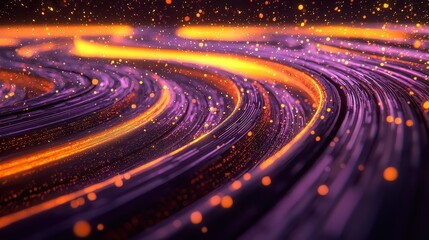 Poster - Colorful Abstract Waves of Light and Particles on Dark Background