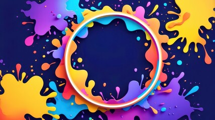Poster - A colorful splash of paint with a circle in the middle