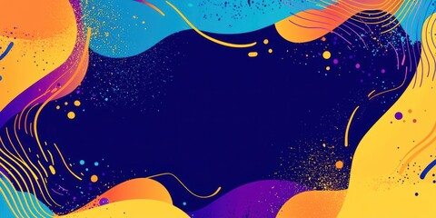 Poster - A colorful background with a blue frame