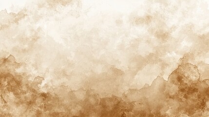 Poster - Soft Brown Watercolor Background with Gentle Textured Cloud Effects