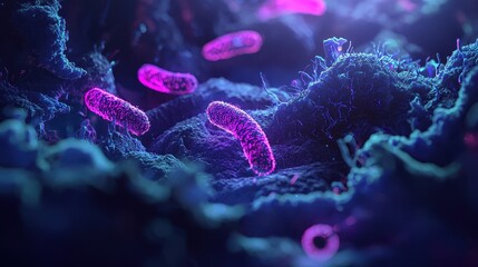 Poster - Colorful Microorganisms in a Microscopic Landscape of Bacteria