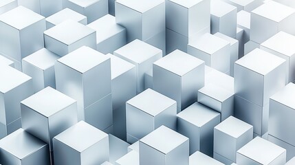 Poster - Abstract Arrangement of Glossy Silver Boxes on Light Surface