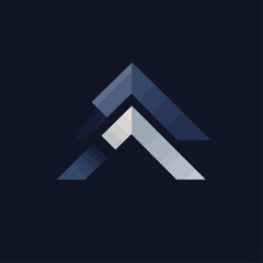 Poster - Abstract geometric arrow logo in blue and white, corporate branding concept