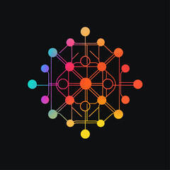Poster - Abstract Network Diagram with Gradient Colors on Black Background