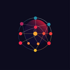 Poster - Abstract Network Connections Sphere, Data Visualization, Modern Design