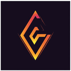 Poster - Abstract Geometric Logo Design, Orange and Yellow Gradients on Dark Background