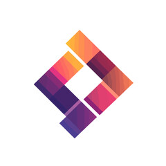 Poster - Abstract geometric logo design with gradient color squares on white.