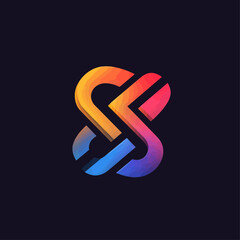 Poster - Abstract Colorful Gradient Logo Design on Dark Background