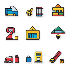 Poster - Vector illustration of a collection of colorful icons on a white backdrop.