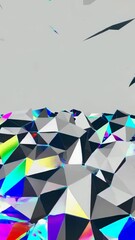 Poster - Dynamic kaleidoscopic polygonal landscape transformations in vibrant prismatic tones