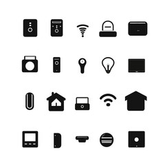 Poster - Black Smart Home Icons: Wireless, Automation, Security, Technology Symbols