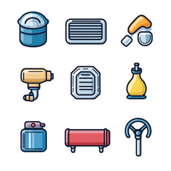 Poster - Vector illustration of nine different icons for design and use.