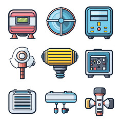 Poster - Set of Retro-Futuristic Icon Designs for Technology and Sci-Fi Concepts