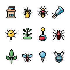 Poster - Vector Icon Set: Insects, Plants, and Technology Designs
