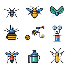 Poster - Vector insect illustrations, bee, ant, bug, graphical design elements