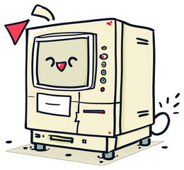 Poster - A Smiling Cartoon Computer with a Friendly Expressive Face