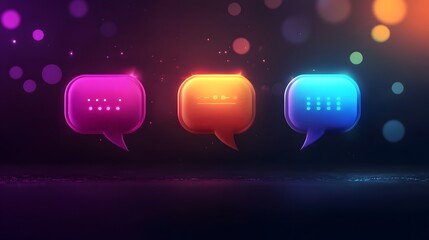 Aufkleber - Three speech bubbles suggesting ongoing online communication in metaverse