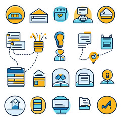 Poster - Vector icons business and finance, creative ideas, office and management
