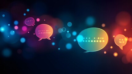 Aufkleber - Colorful speech bubbles floating on a dark background representing communication