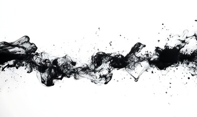 Poster - Abstract black ink splashes on a white background create a dynamic, flowing design.
