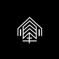 Poster - Abstract white logo on black background, modern design, geometric symbol