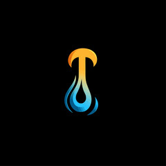 Poster - Abstract Letter T Logo Design with Water Drop Effect
