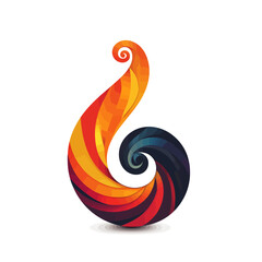 Poster - Abstract Swirl Design in Vibrant Warm Colors on White Background