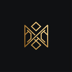 Poster - Geometric Gold Logo on Black Background for Branding and Design